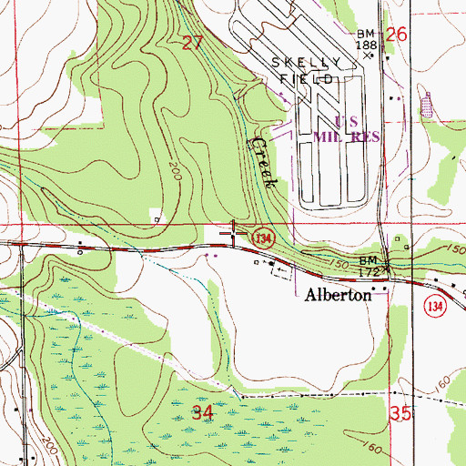 Topographic Map of Alberton Baptist Church, AL