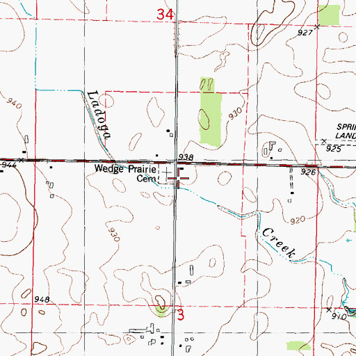 Topographic Map of Wedge Prairie Cemetery, WI