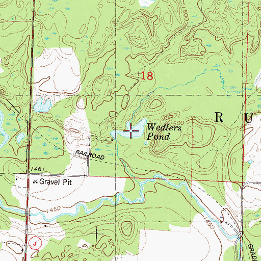 Topographic Map of Wedlers Pond, WI