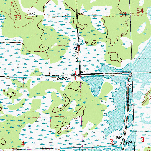 Topographic Map of Weisner Ditch, WI