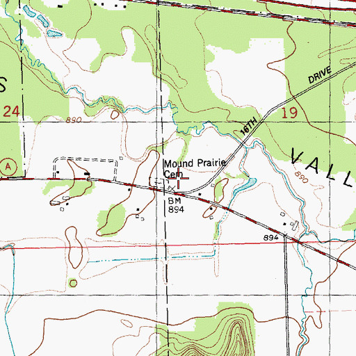 Topographic Map of Welch Church, WI