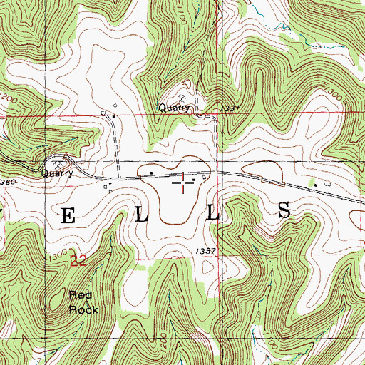 Topographic Map of Wells Town Hall, WI