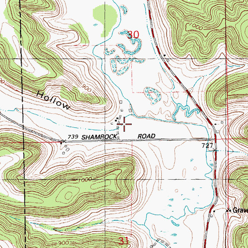 Topographic Map of Welsh Hollow, WI