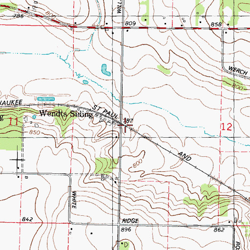 Topographic Map of Wendts Siding, WI