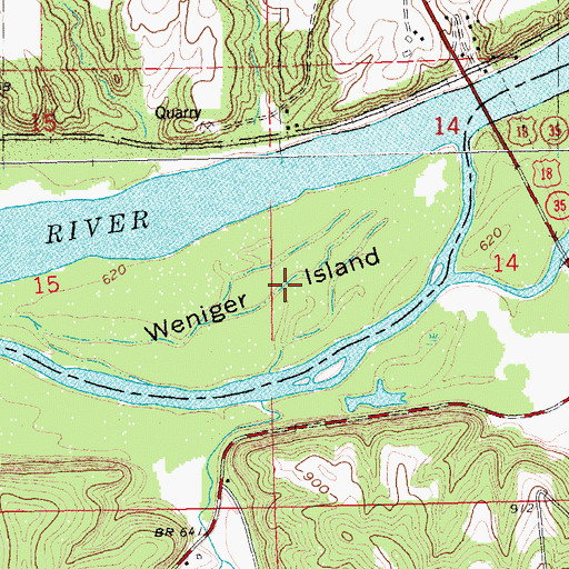 Topographic Map of Weniger Island, WI