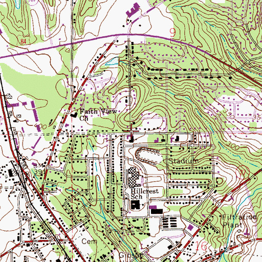 Topographic Map of Hillcrest Baptist Church, AL