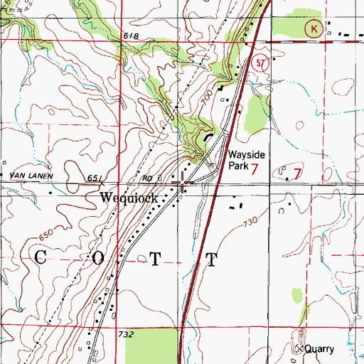 Topographic Map of Wequiock, WI
