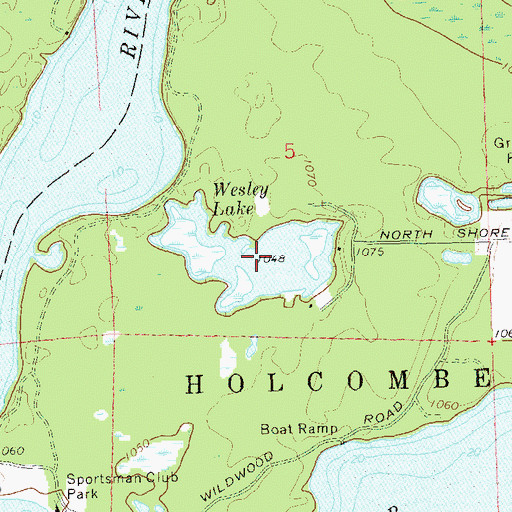 Topographic Map of Wesley Lake, WI