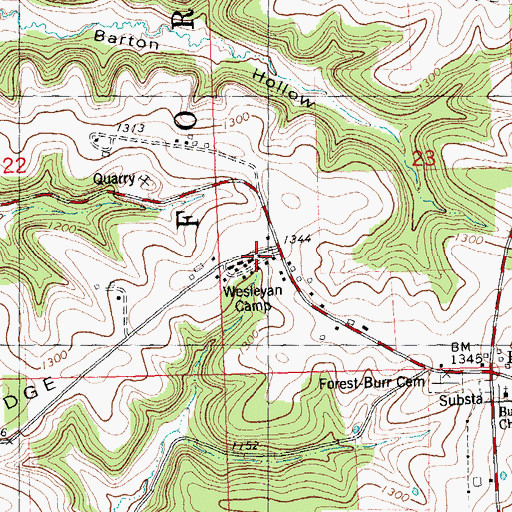 Topographic Map of Wesleyan Camp, WI