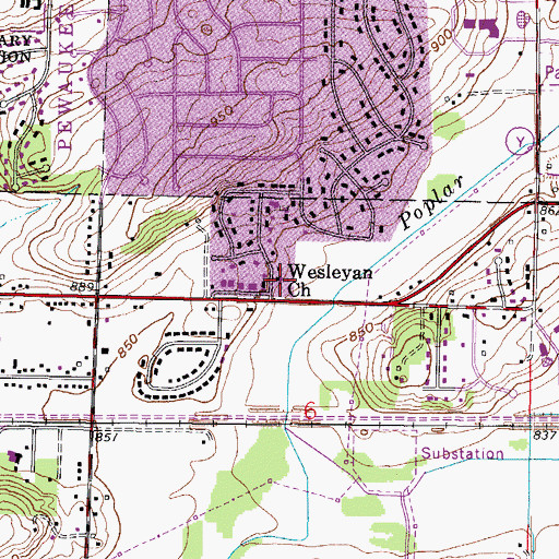 Topographic Map of Wesleyan Church, WI