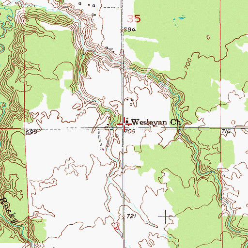 Topographic Map of Wesleyan Church, WI