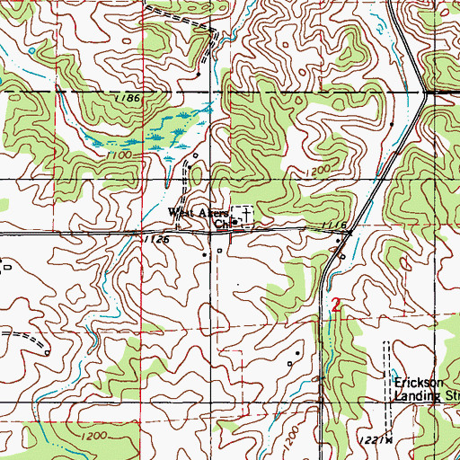 Topographic Map of West Akers Church, WI