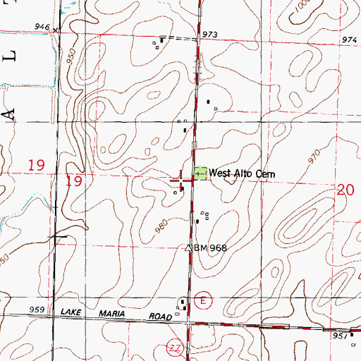 Topographic Map of West Alto Cemetery, WI