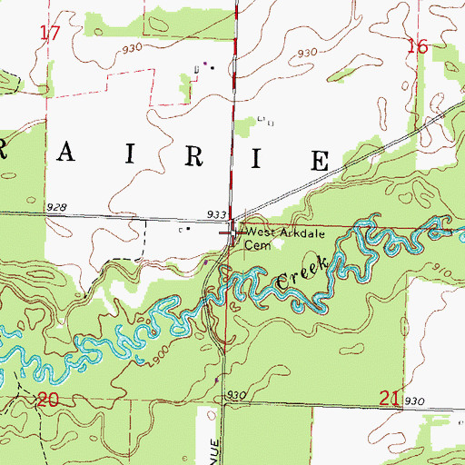Topographic Map of West Arkdale Cemetery, WI