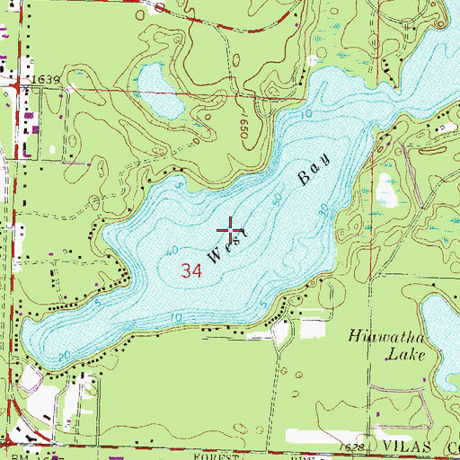 Topographic Map of West Bay Little Saint Germain Lake, WI