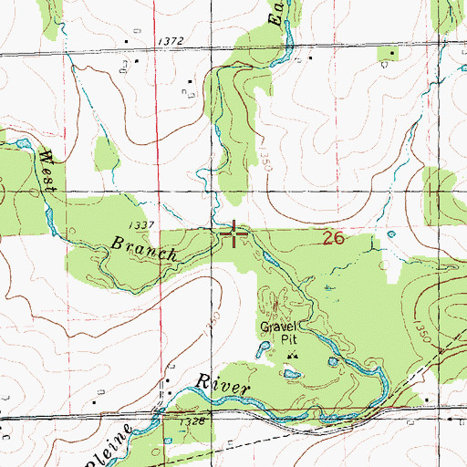 Topographic Map of West Branch Big Eau Pleine River, WI