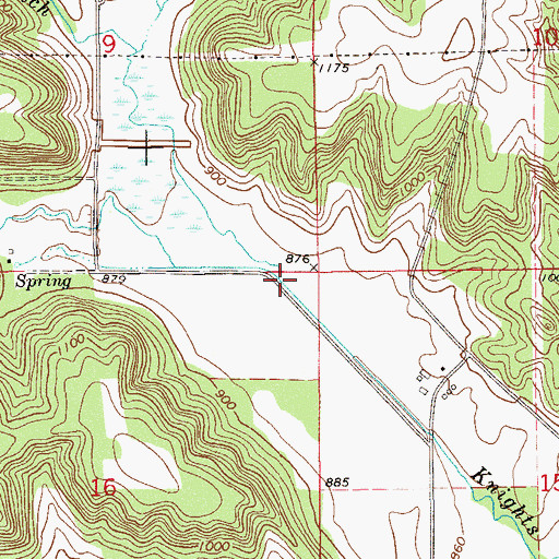 Topographic Map of West Branch Knights Creek, WI