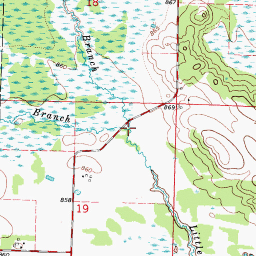 Topographic Map of West Branch Little Pine Creek, WI
