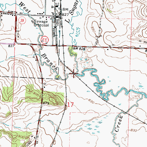 Topographic Map of West Branch Little Sugar River, WI