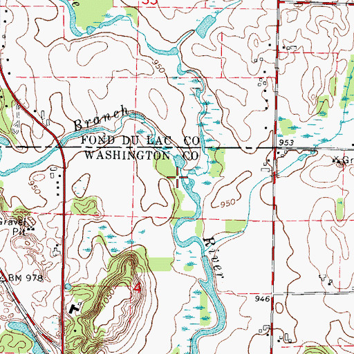 Topographic Map of West Branch Milwaukee River, WI