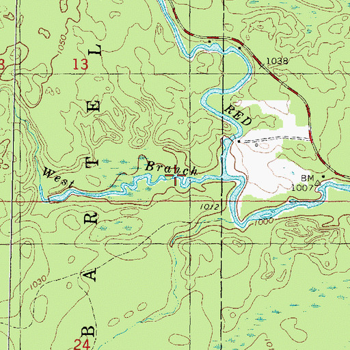 Topographic Map of West Branch Red River, WI