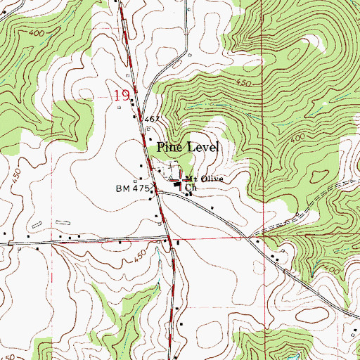 Topographic Map of Pine Level School (historical), AL