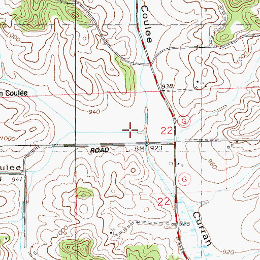 Topographic Map of West Curran Coulee, WI