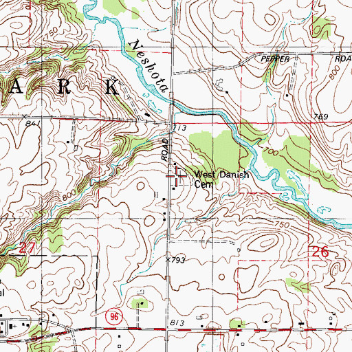 Topographic Map of Denmark Lutheran Cemetery, WI