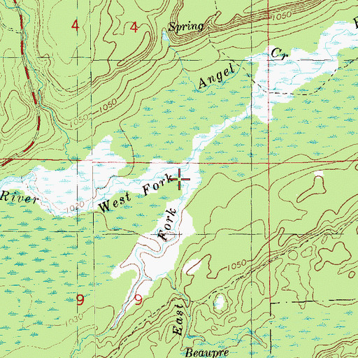 Topographic Map of West Fork Bois Brule River, WI