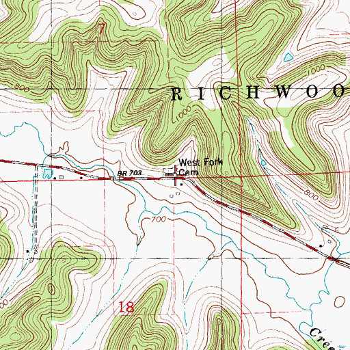 Topographic Map of West Fork Cemetery, WI