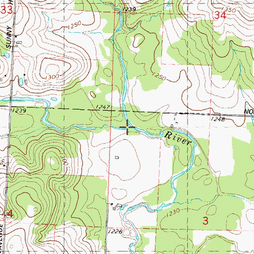 Topographic Map of West Fork Little Rib River, WI