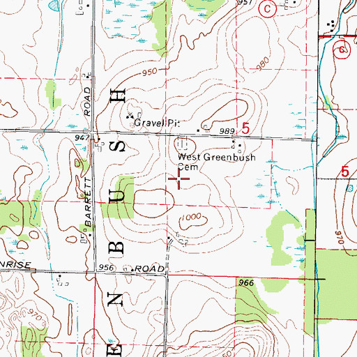 Topographic Map of West Greenbush Cemetery, WI