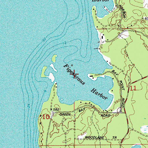 Topographic Map of Figenscaus Harbor, WI