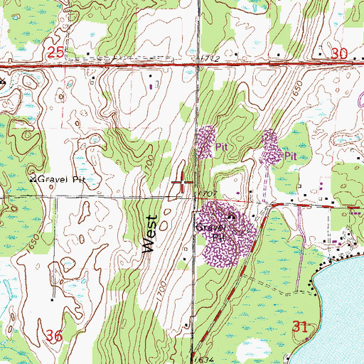 Topographic Map of West Hill, WI