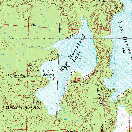 Topographic Map of West Horsehead Lake, WI