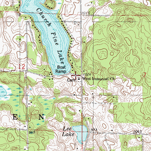Topographic Map of West Immanuel Church, WI