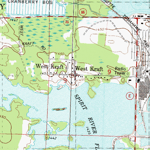 Topographic Map of West Kraft, WI