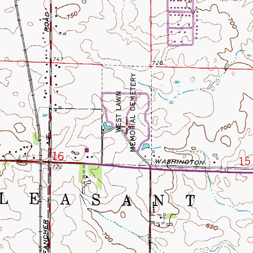 Topographic Map of West Lawn Memorial Cemetery, WI