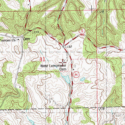 Topographic Map of West Lemonweir Cemetery, WI