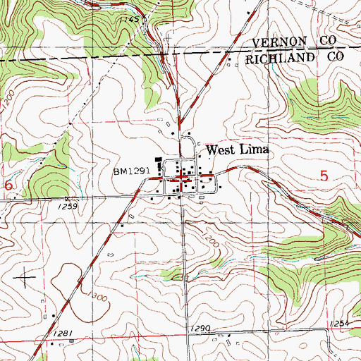 Topographic Map of West Lima, WI
