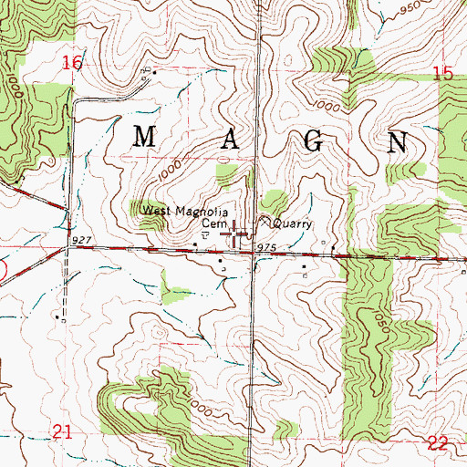 Topographic Map of West Magnolia Cemetery, WI