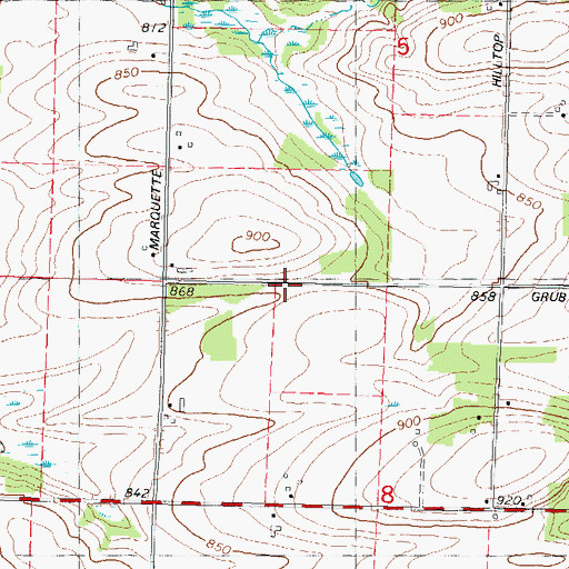 Topographic Map of West Manchester School, WI