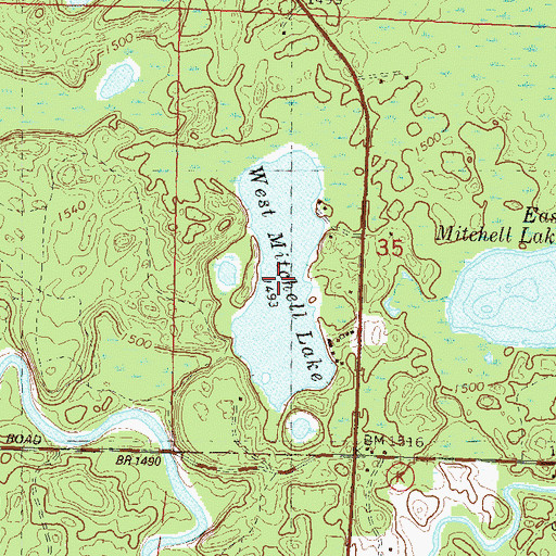 Topographic Map of West Mitchell Lake, WI