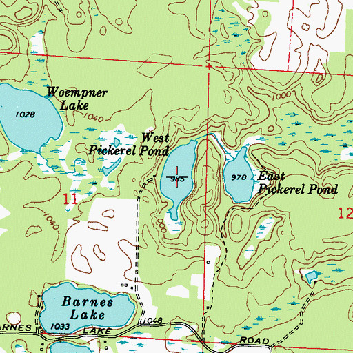Topographic Map of West Pickerel Pond, WI