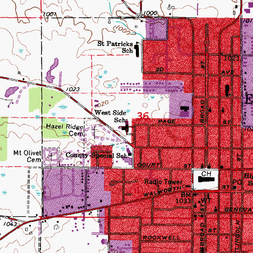 Topographic Map of West Side Elementary School, WI