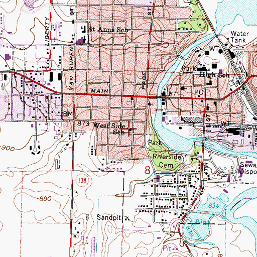 Topographic Map of West Side School, WI