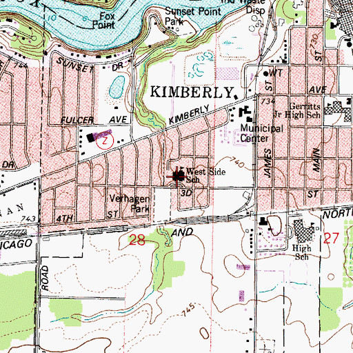 Topographic Map of Westside Elementary School, WI