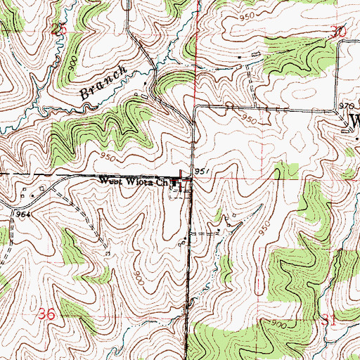 Topographic Map of West Wiota Church, WI