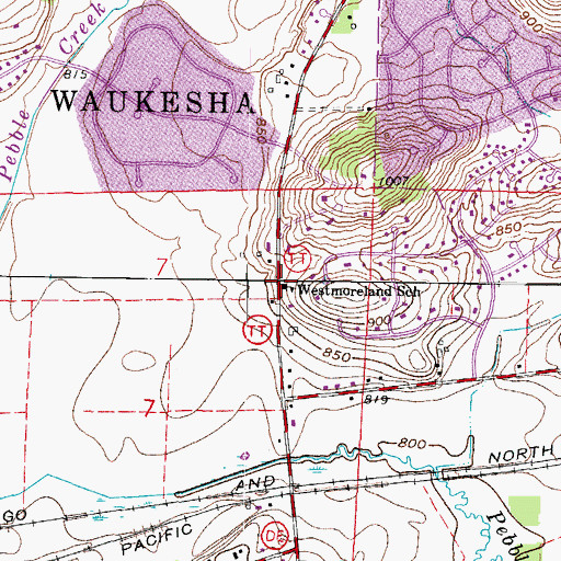 Topographic Map of Waukesha Christian Academy, WI