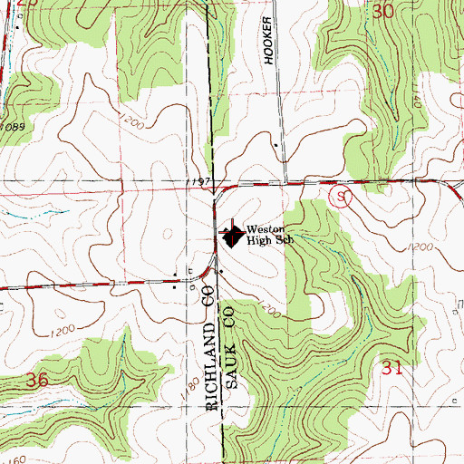Topographic Map of Weston High School, WI